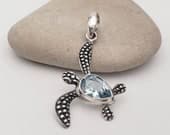 Product image thumbnail 2 for Turtle Pendant | Blue Topaz + .925 Sterling Silver (Pendant Only - No Chain Included)