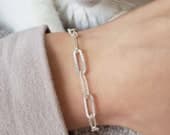 Product image thumbnail 1 for Patterned Paperclip Chain Bracelet | .925 Sterling Silver (6.5", 7", 7.5", + 8" lengths)