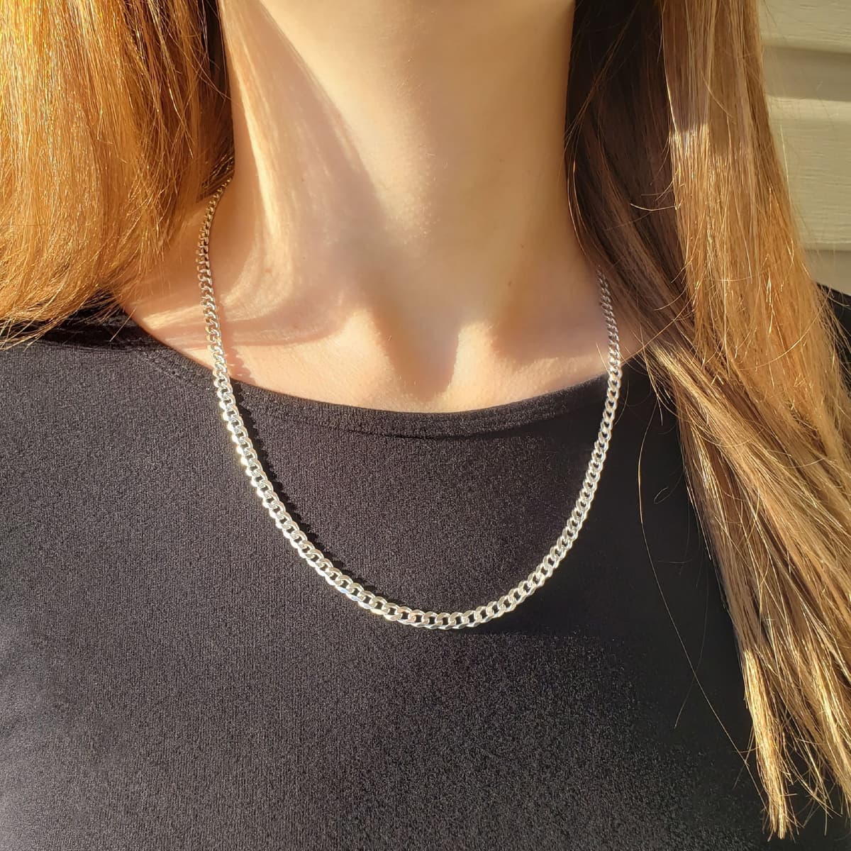 Secondary listing image for 4.4mm Curb Chain Necklace | .925 Sterling Silver ( 18", 20", 22", + 24" lengths)