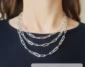 Product image thumbnail 8 for Patterned Paperclip Chain Necklace | .925 Sterling Silver (16", 18", 20" lengths)