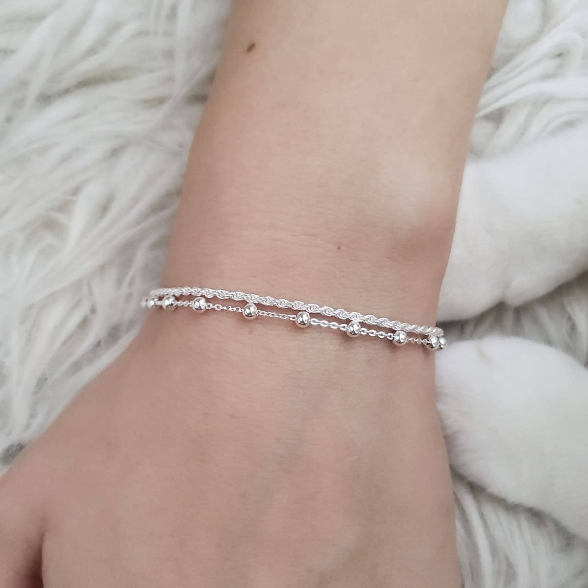 Secondary listing image for Fine Ball Bracelet | .925 Sterling Silver (6", 6.5", 7", +7.5" lengths)