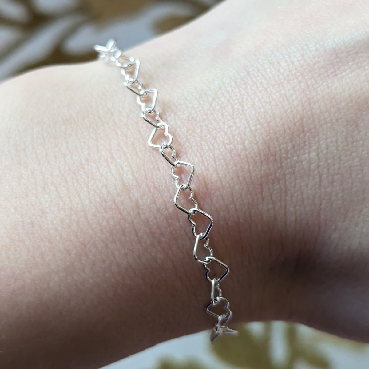 Secondary listing image for Hearts Chain Bracelet | .925 Sterling Silver (6.5", 7",+  7.5" lengths)