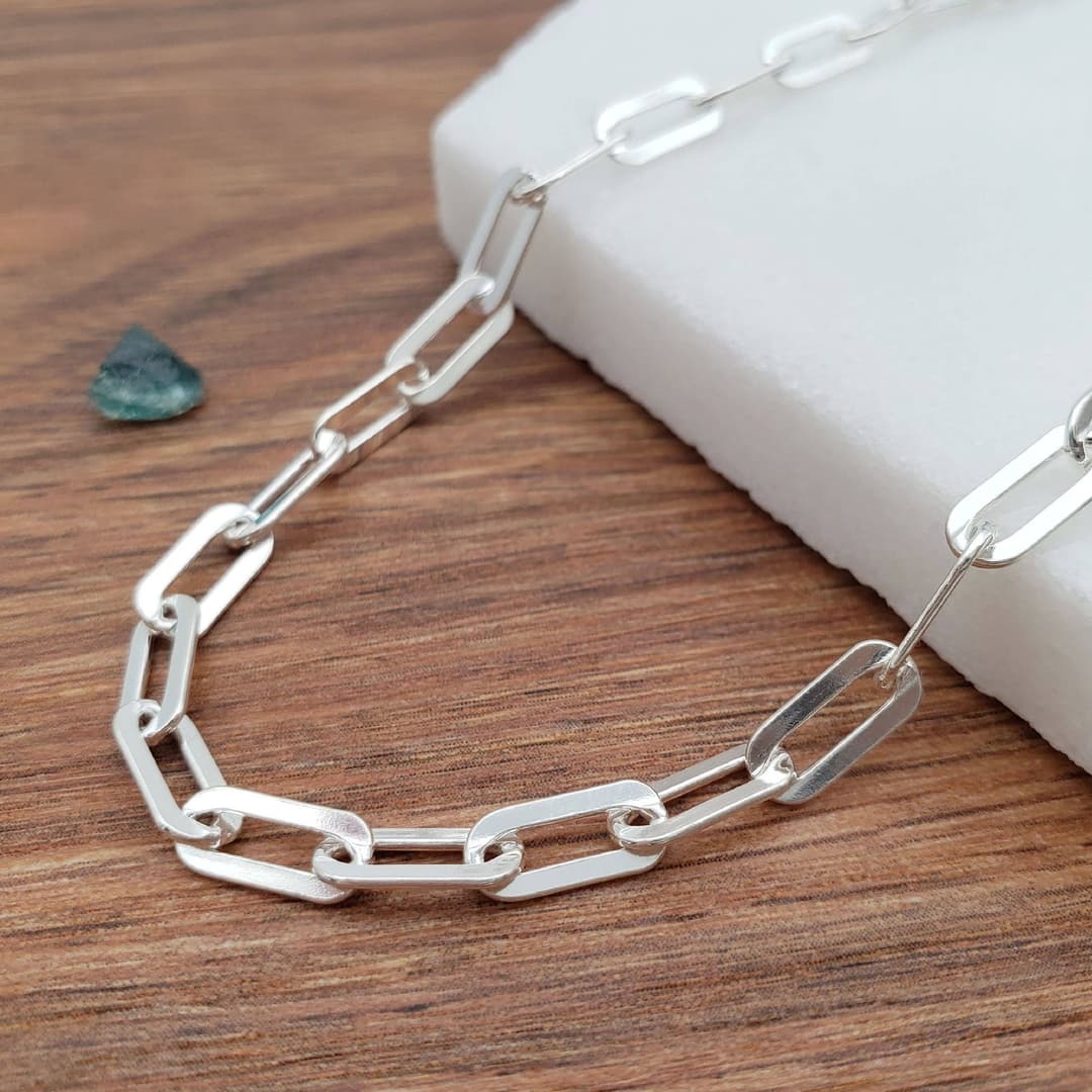 Product gallery image 1 for Paperclip Anklet (Flat) | .925 Sterling Silver (10.5" length)