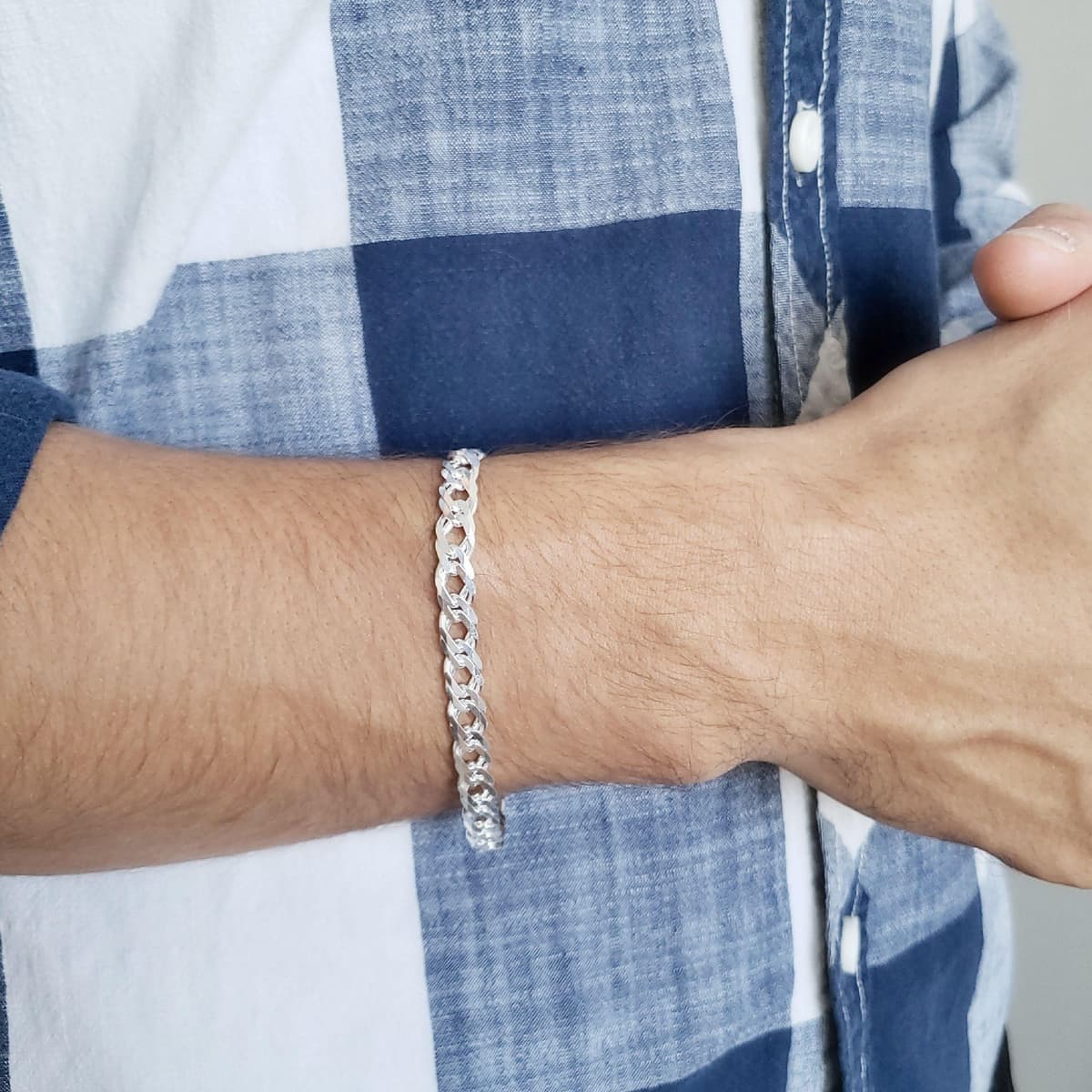 Main listing image for 6.5mm Rombo Bracelet (Double Curb) | .925 Sterling Silver (7.5" + 8" lengths)
