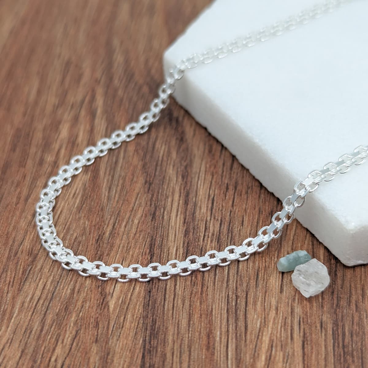 Main listing image for 3mm Bismark Anklet | .925 Sterling Silver (9.5"+ 1" extension (adjustable) length)