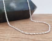 Product image thumbnail 1 for Twisted Box Chain Necklace | .925 Sterling Silver (16", 18", 20", 22", 24" lengths) Fine, sparkly chain.