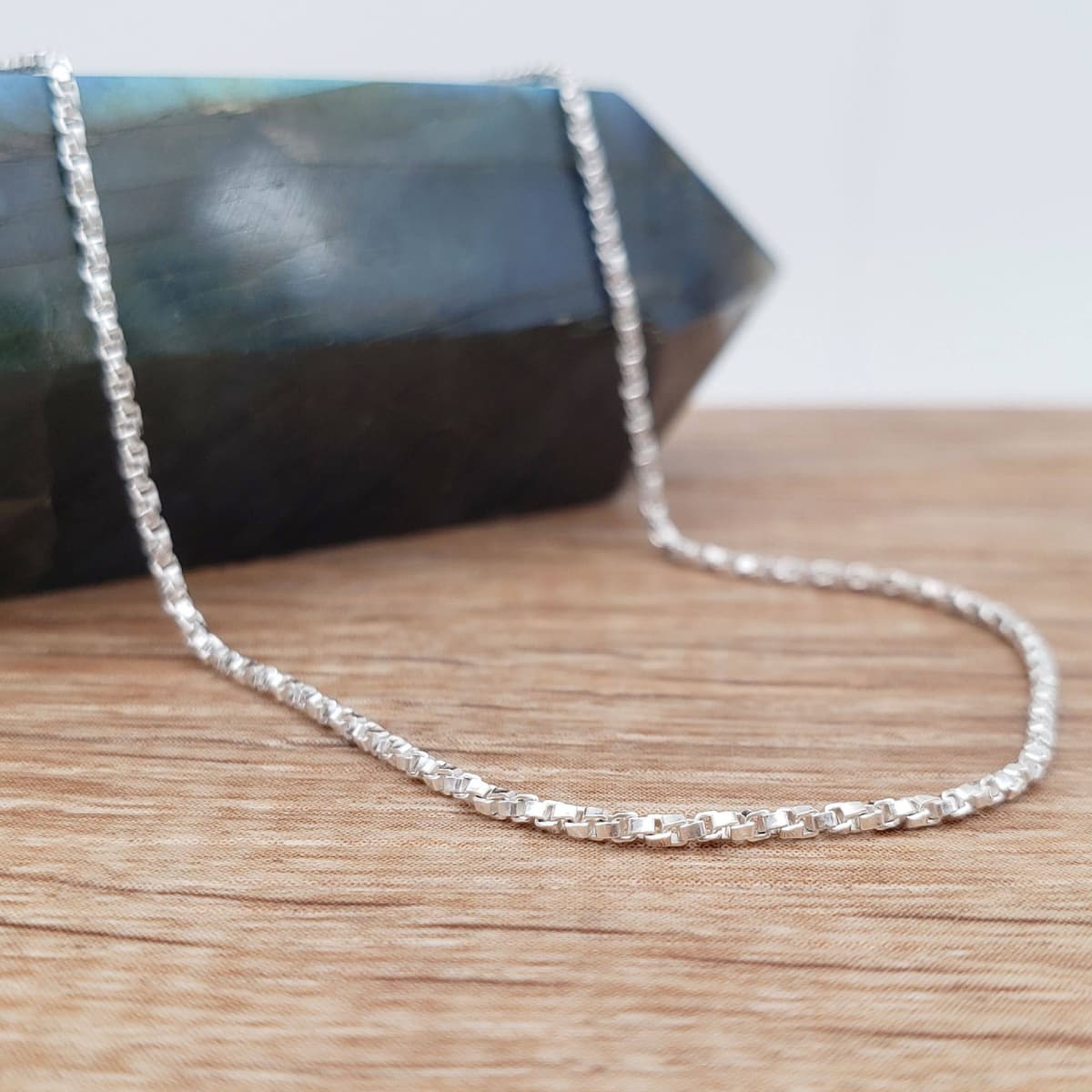 Main listing image for Twisted Box Chain Necklace | .925 Sterling Silver (16", 18", 20", 22", 24" lengths) Fine, sparkly chain.