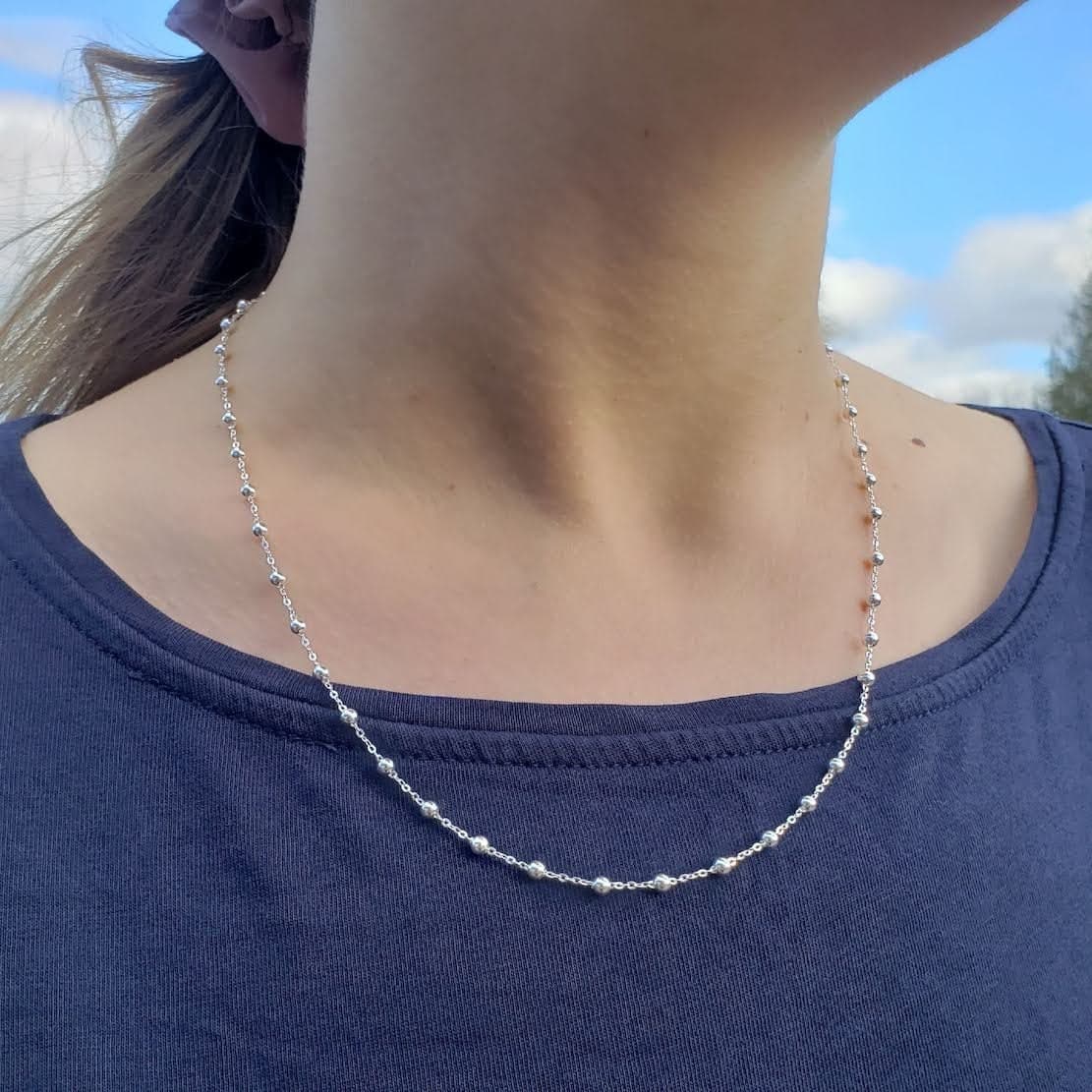 Secondary listing image for Fine Ball Chain Necklace (Satellite/ Rosary Chain) | .925 Sterling Silver (16", 18", 20", 24", 30" lengths)