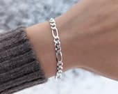 Product image thumbnail 1 for 5.8mm Figaro Chain Bracelet | .925 Sterling Silver (7", 7.5", 8" + 8.5" lengths)