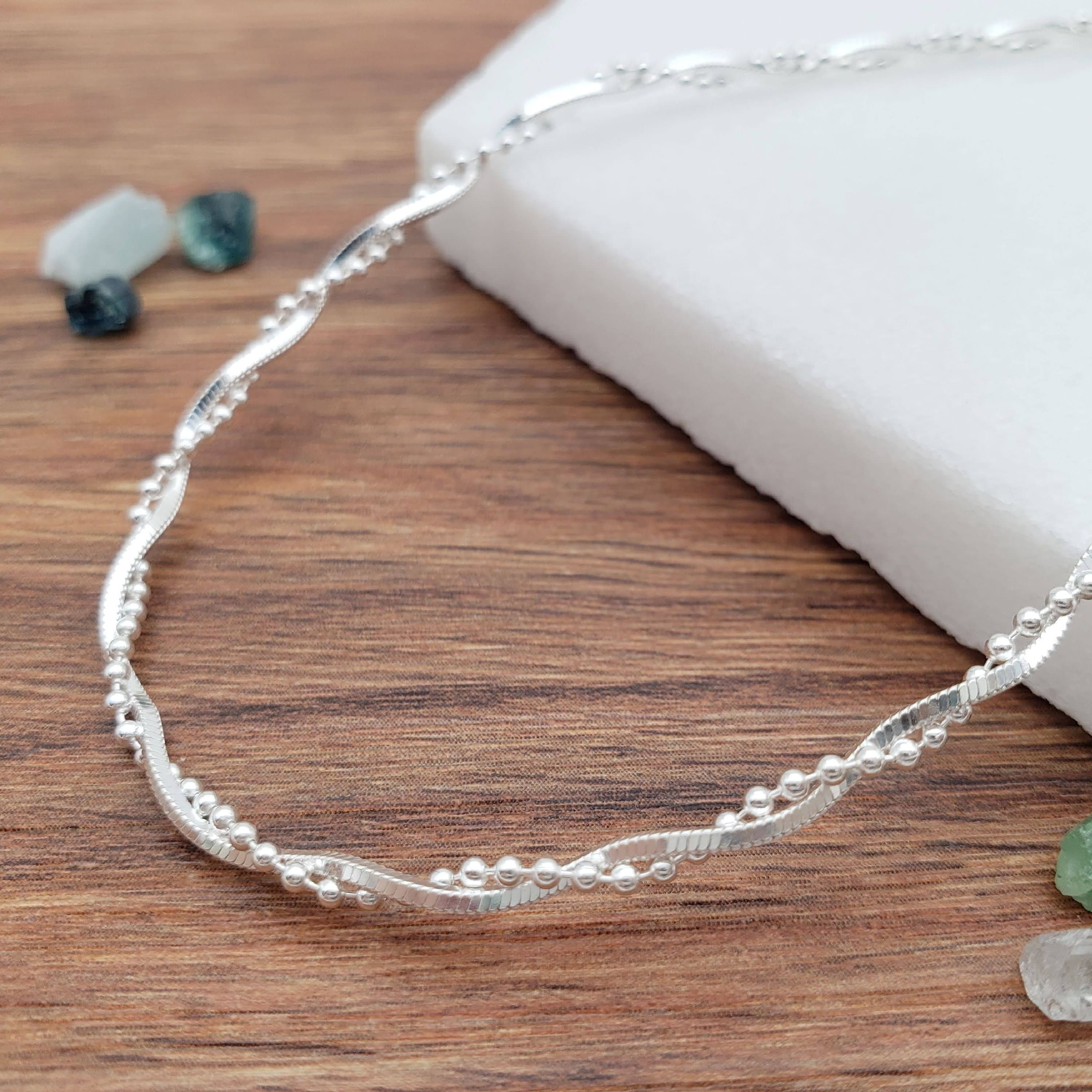 Product gallery image 1 for Twisted Chain Anklet | .925 Sterling Silver (9.5" and 10.5"+ 1" extension (adjustable) lengths)