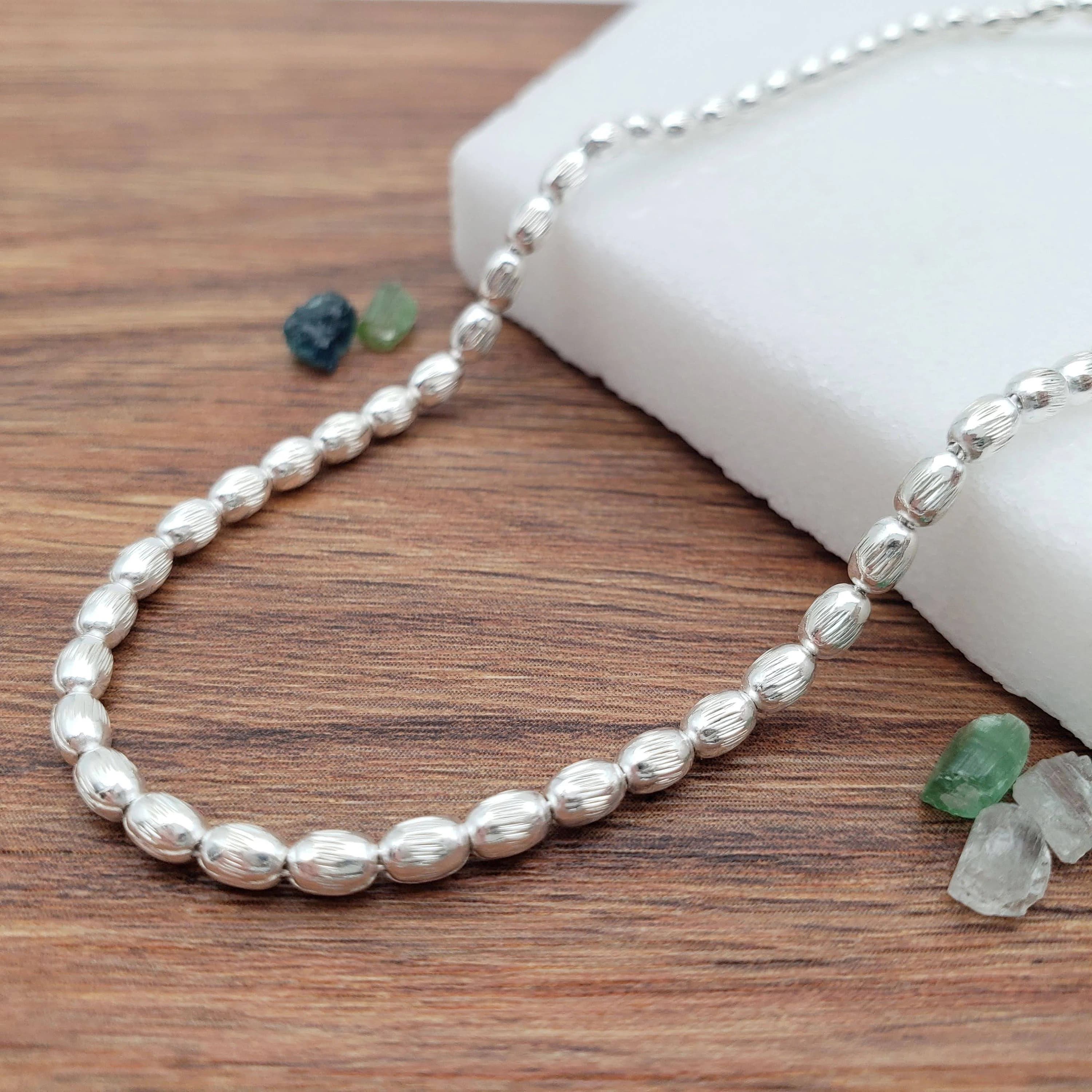 Product gallery image 1 for Beaded Oval Anklet | .925 Sterling Silver 9.5"+ 1" extension (adjustable) length