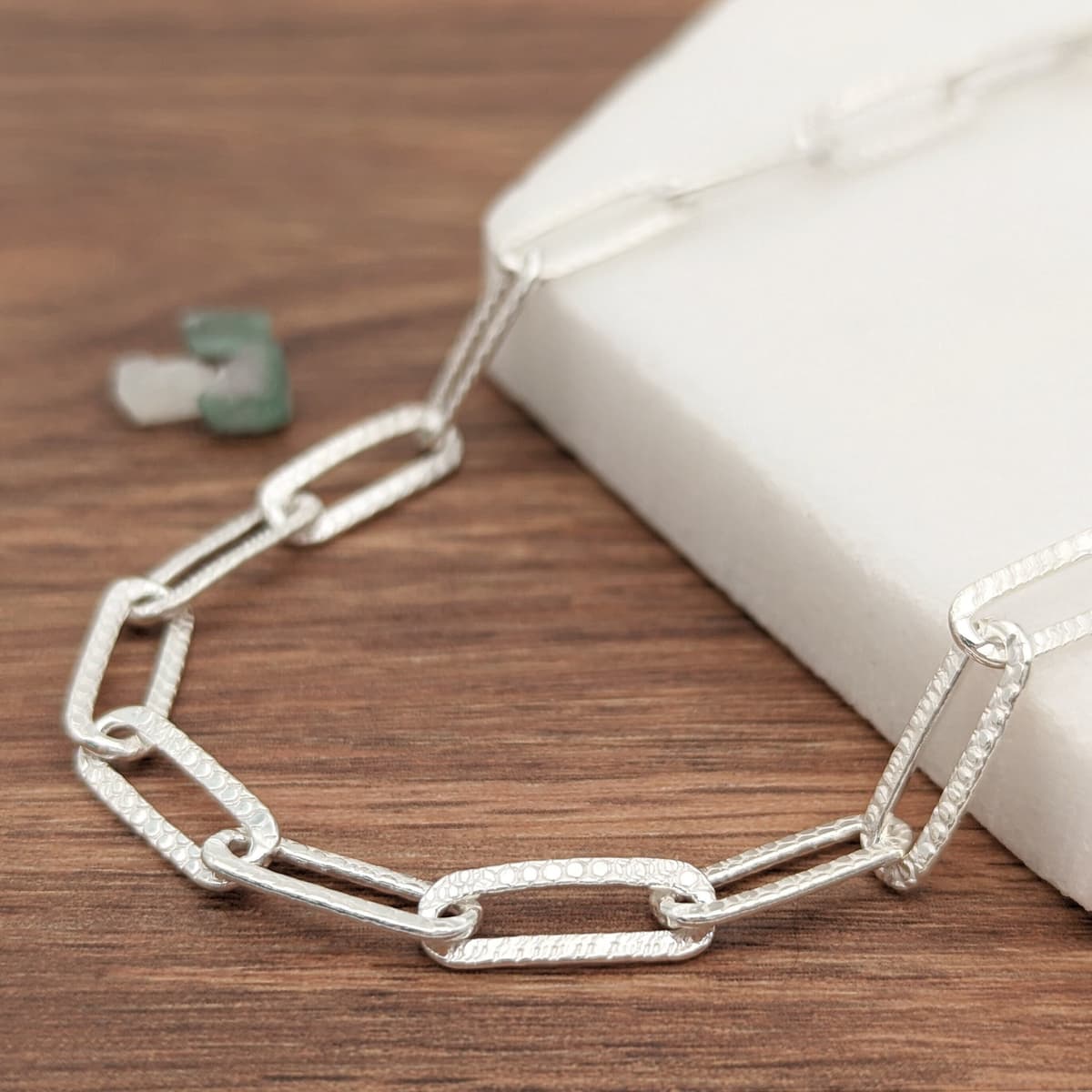 Main listing image for Patterned Paperclip Chain Anklet | .925 Sterling Silver  (10.5" length)