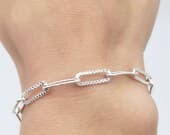 Product image thumbnail 5 for Patterned Paperclip Chain Bracelet | .925 Sterling Silver (6.5", 7", 7.5", + 8" lengths)