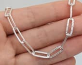 Product image thumbnail 5 for Patterned Paperclip Chain Anklet | .925 Sterling Silver  (10.5" length)