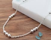 Product image thumbnail 1 for Three Ball Anklet | .925 Sterling Silver (9.75" + 1" extension (adjustable) length)