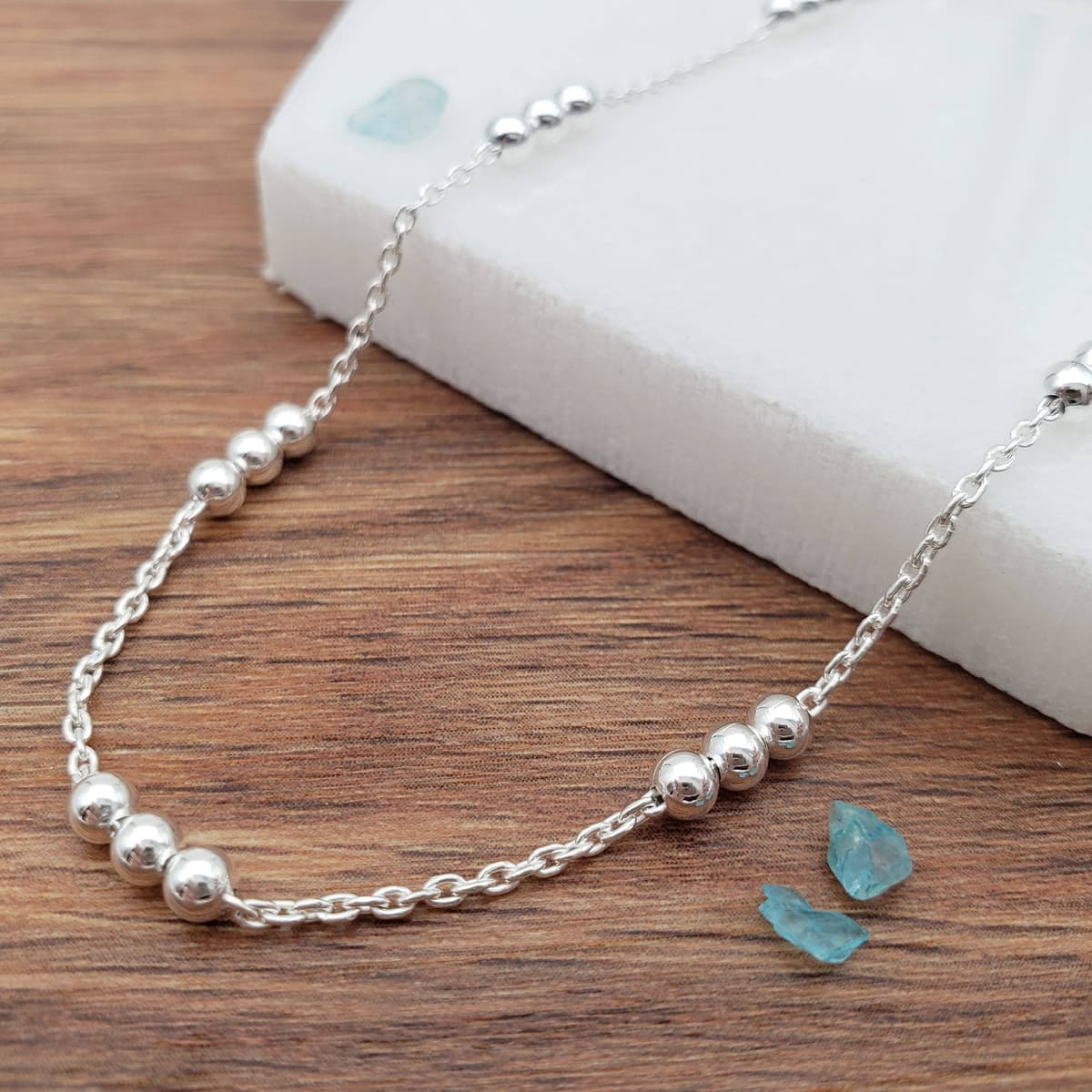 Main listing image for Three Ball Anklet | .925 Sterling Silver (9.75" + 1" extension (adjustable) length)