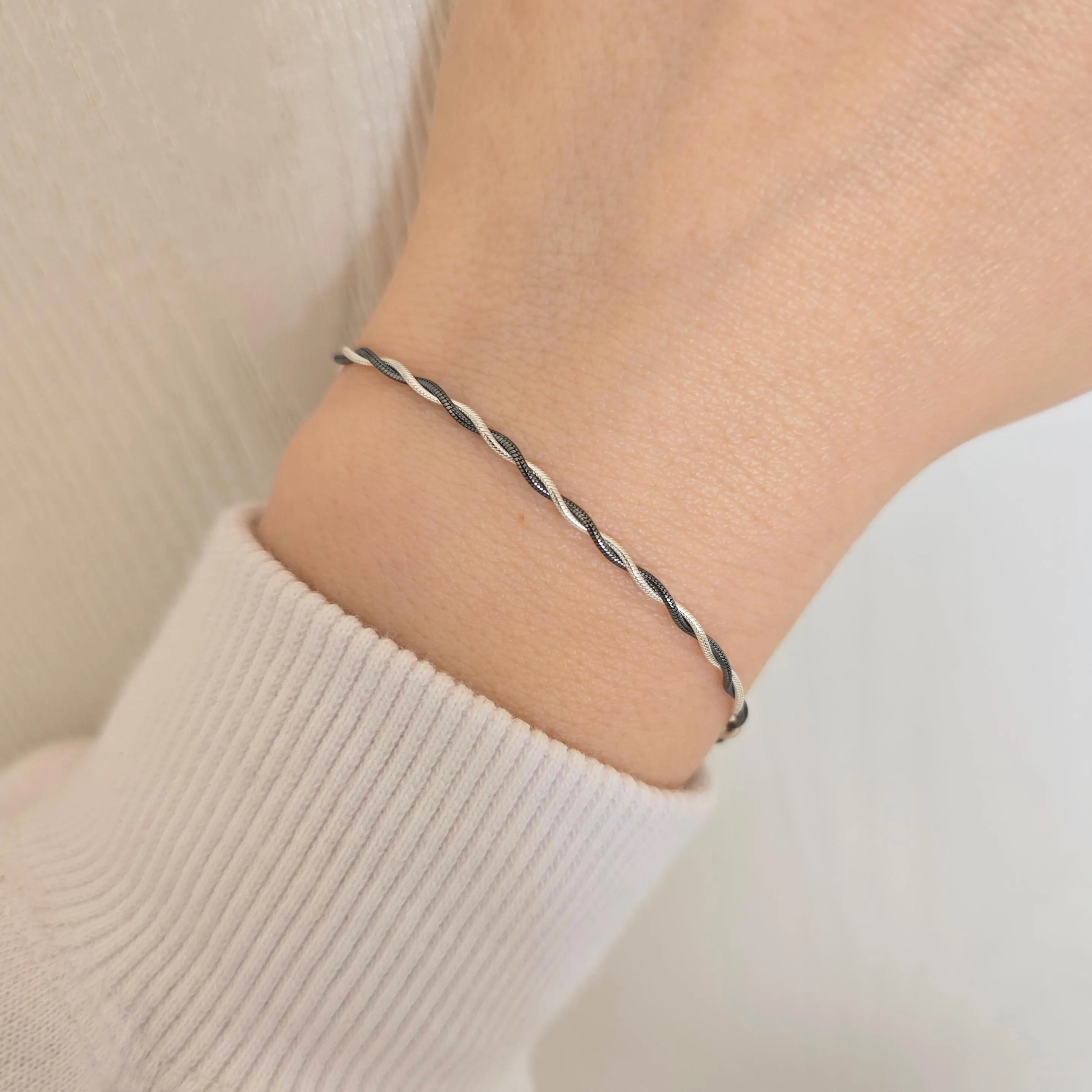 Product gallery image 1 for Twisted Oxidized Snake Bracelet | .925 Sterling Silver (6.5", 7", + 7.5" lengths)