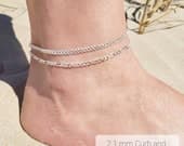 Product image thumbnail 8 for Curb Anklet | .925 Sterling Silver (9" + 1" extension (adjustable) length)