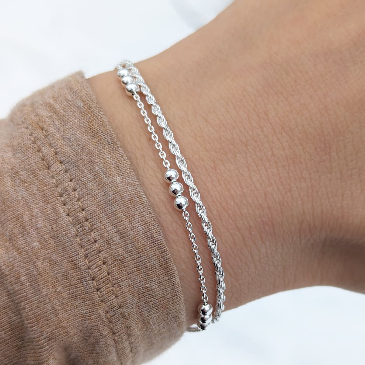 Secondary listing image for Three Ball Bracelet | .925 Sterling Silver (6.5", 6.75", 7", 7.5" +7.75" lengths)