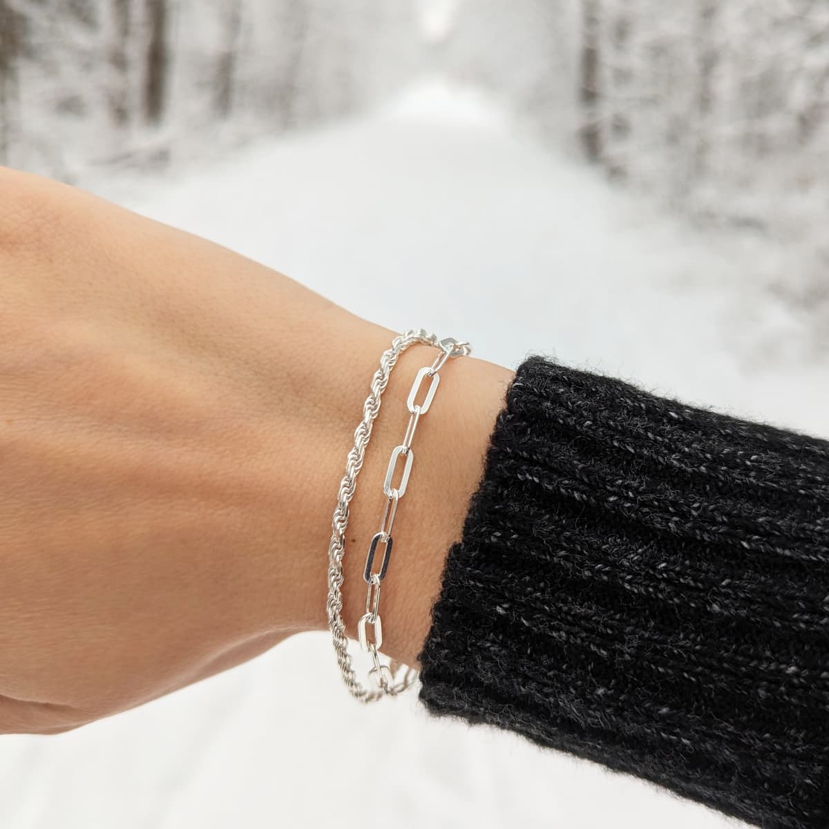 Secondary listing image for Paperclip Bracelet (Flat) | .925 Sterling Silver (6.5", 7", 7.5" + 8" lengths)