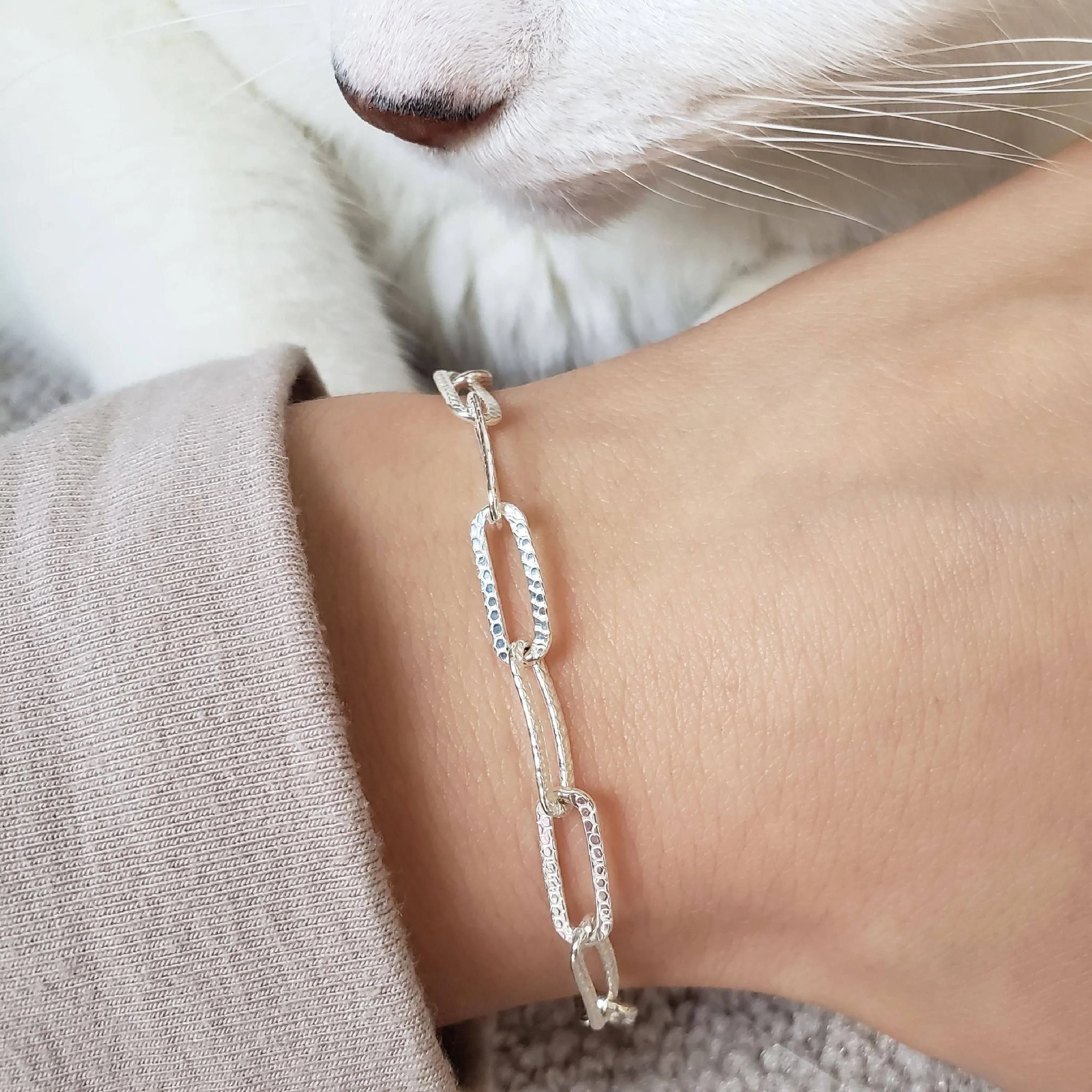 Product gallery image 1 for Patterned Paperclip Chain Bracelet | .925 Sterling Silver (6.5", 7", 7.5", + 8" lengths)