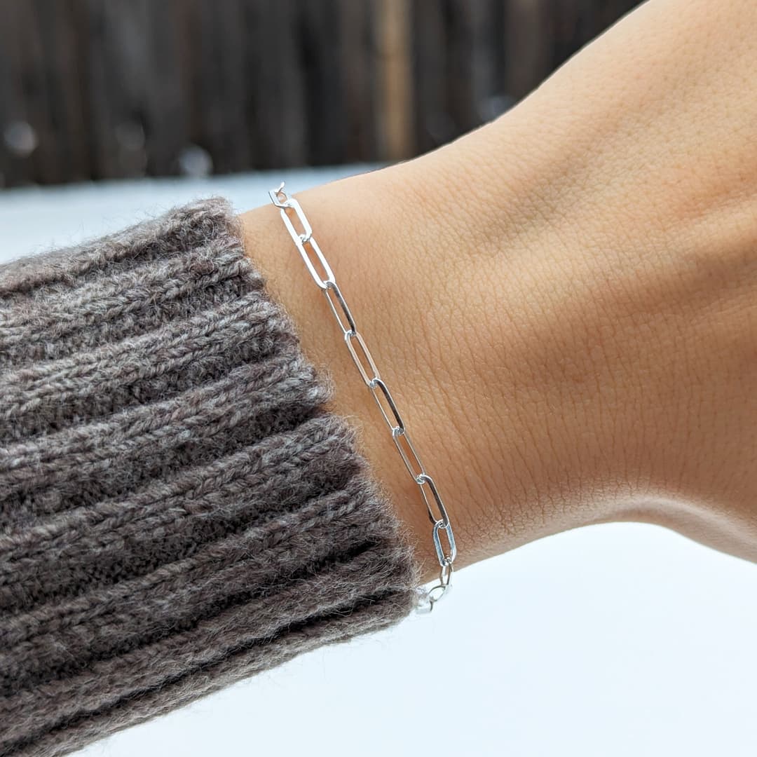 Product gallery image 1 for 8mm Paperclip Bracelet (Flat) | .925 Sterling Silver (7" +  7.5" lengths)