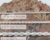 Product image thumbnail 9 for Rope Bracelet | .925 Sterling Silver (1.8 mm) (6.5", 7" + 7.25" lengths)