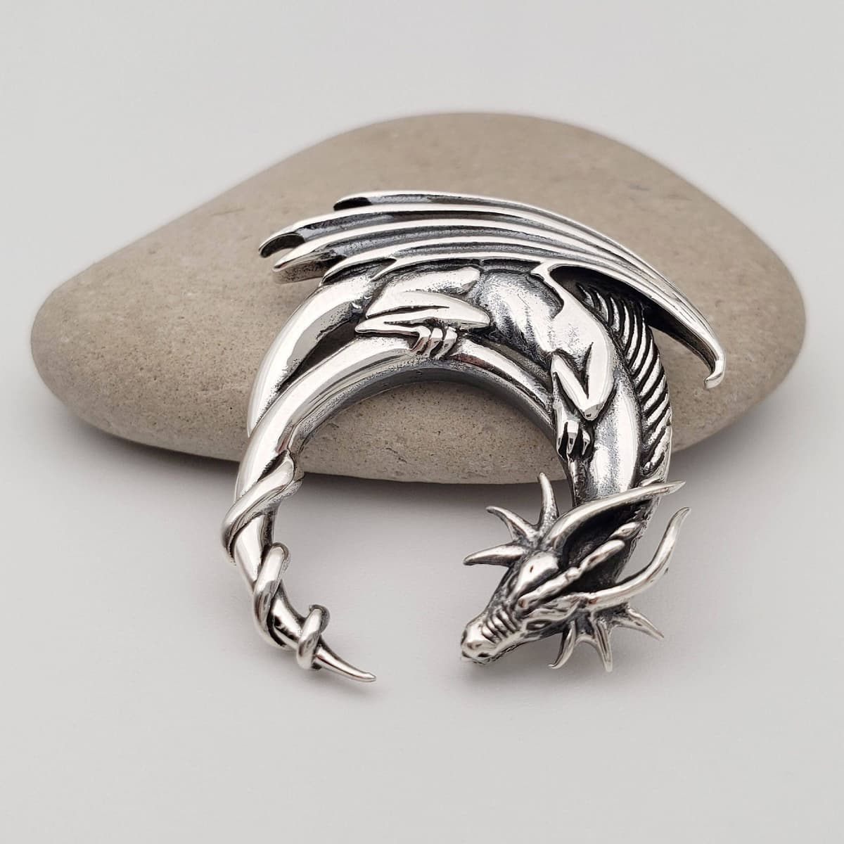 Main listing image for Dragon On A Crescent Moon Pendant | .925 Sterling Silver (Pendant Only, No Chain Included)