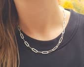 Product image thumbnail 2 for Patterned Paperclip Chain Necklace | .925 Sterling Silver (16", 18", 20" lengths)