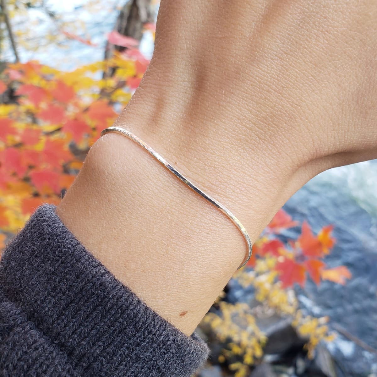 Secondary listing image for Square Snake Chain Bracelet | .925 Sterling Silver (6", 6.5", 7", 7.5", 7.75", + 8.5" lengths)