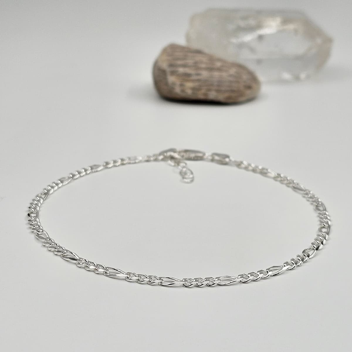 Secondary listing image for 3mm Figaro Anklet | .925 Sterling Silver (9.5"+ 1" extension (adjustable) length)