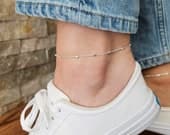 Product image thumbnail 9 for Fine Cube Anklet | .925 Sterling Silver (9.5" + 1" extension (adjustable) length)