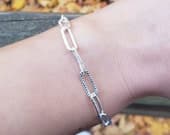 Product image thumbnail 7 for Patterned Paperclip Chain Bracelet | .925 Sterling Silver (6.5", 7", 7.5", + 8" lengths)