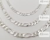 Product image thumbnail 2 for 4.8mm Figaro Chain Necklace | .925 Sterling Silver (18", 20", 22", + 24" lengths)