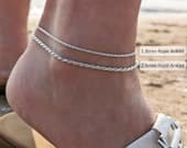 Product image thumbnail 6 for 1.8mm Rope Anklet | .925 Sterling Silver (9.25" + 1" extension (adjustable) length)