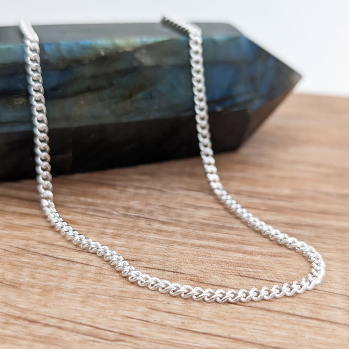 Main listing image for 2.2mm Curb Chain Necklace | .925 Sterling Silver ( 16", 18", 20", + 22" lengths)