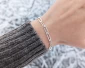 Product image thumbnail 8 for Patterned Paperclip Chain Bracelet | .925 Sterling Silver (6.5", 7", 7.5", + 8" lengths)