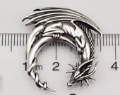 Product image thumbnail 4 for Dragon On A Crescent Moon Pendant | .925 Sterling Silver (Pendant Only, No Chain Included)