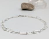 Product image thumbnail 2 for Patterned Paperclip Chain Anklet | .925 Sterling Silver  (10.5" length)