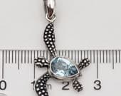 Product image thumbnail 5 for Turtle Pendant | Blue Topaz + .925 Sterling Silver (Pendant Only - No Chain Included)