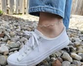 Product image thumbnail 8 for Patterned Paperclip Chain Anklet | .925 Sterling Silver  (10.5" length)