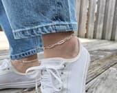 Product image thumbnail 7 for Patterned Paperclip Chain Anklet | .925 Sterling Silver  (10.5" length)