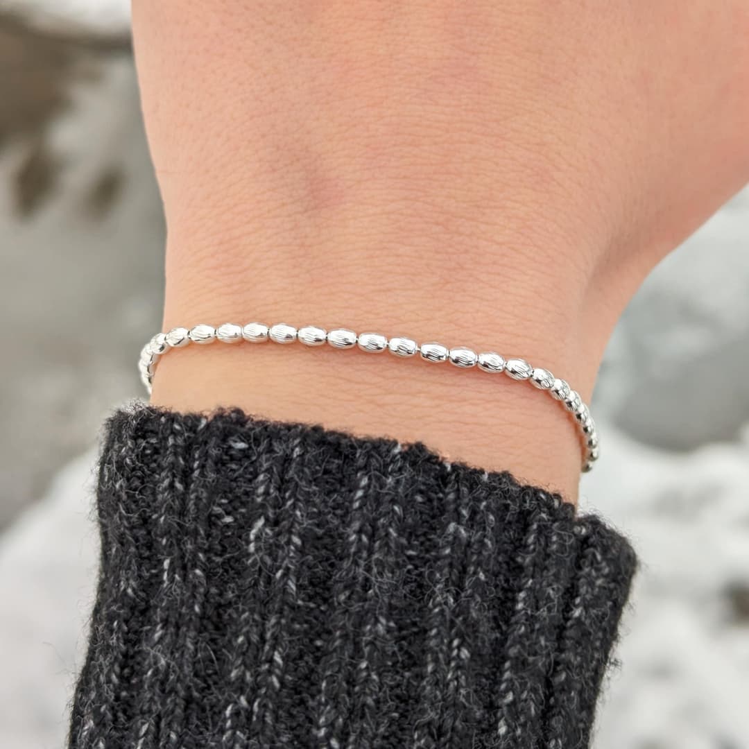 Product gallery image 1 for Beaded Oval Ball Bracelet | .925 Sterling Silver (6.5", 7" + 7.5" lengths)