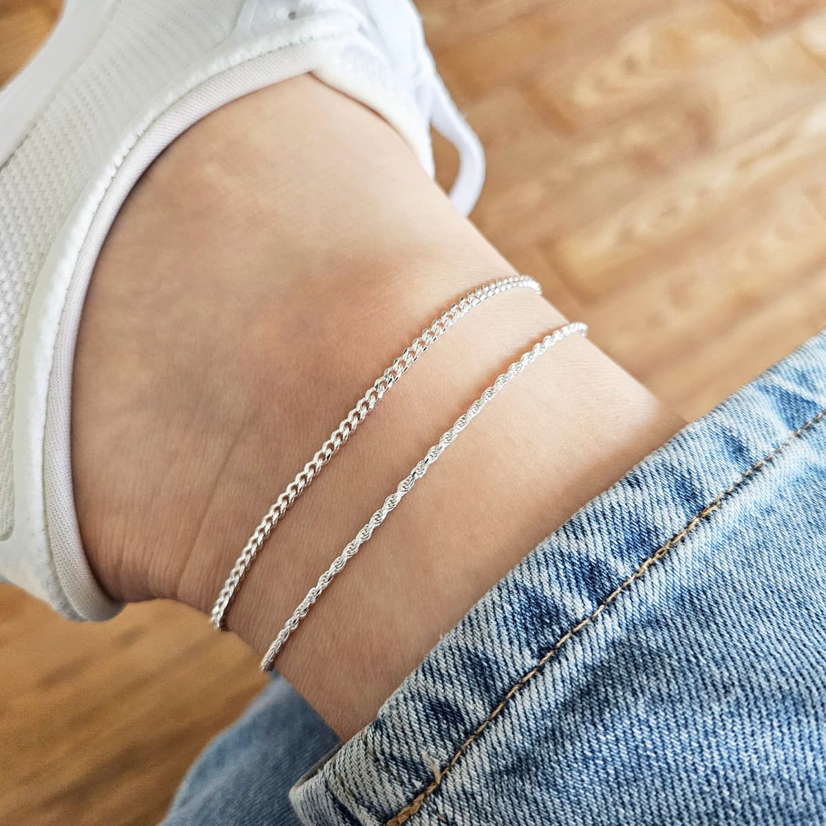 Secondary listing image for 2.7mm Curb Anklet | .925 Sterling Silver (9.75"+ 1" extension (adjustable) length)