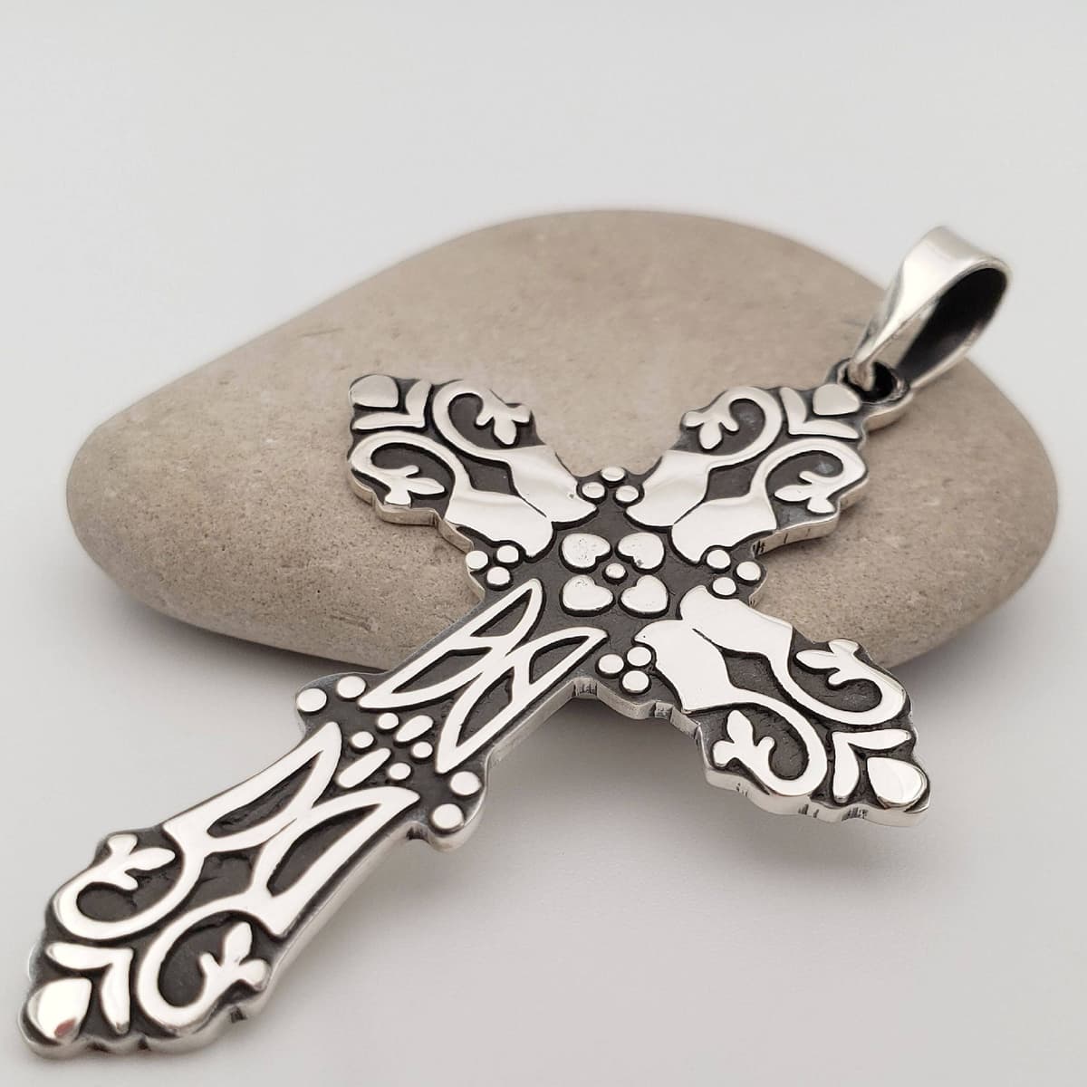 Main listing image for Cross Pendant | Oxidised and Polished .950 Sterling Silver (Pendant Only - No Chain Included)