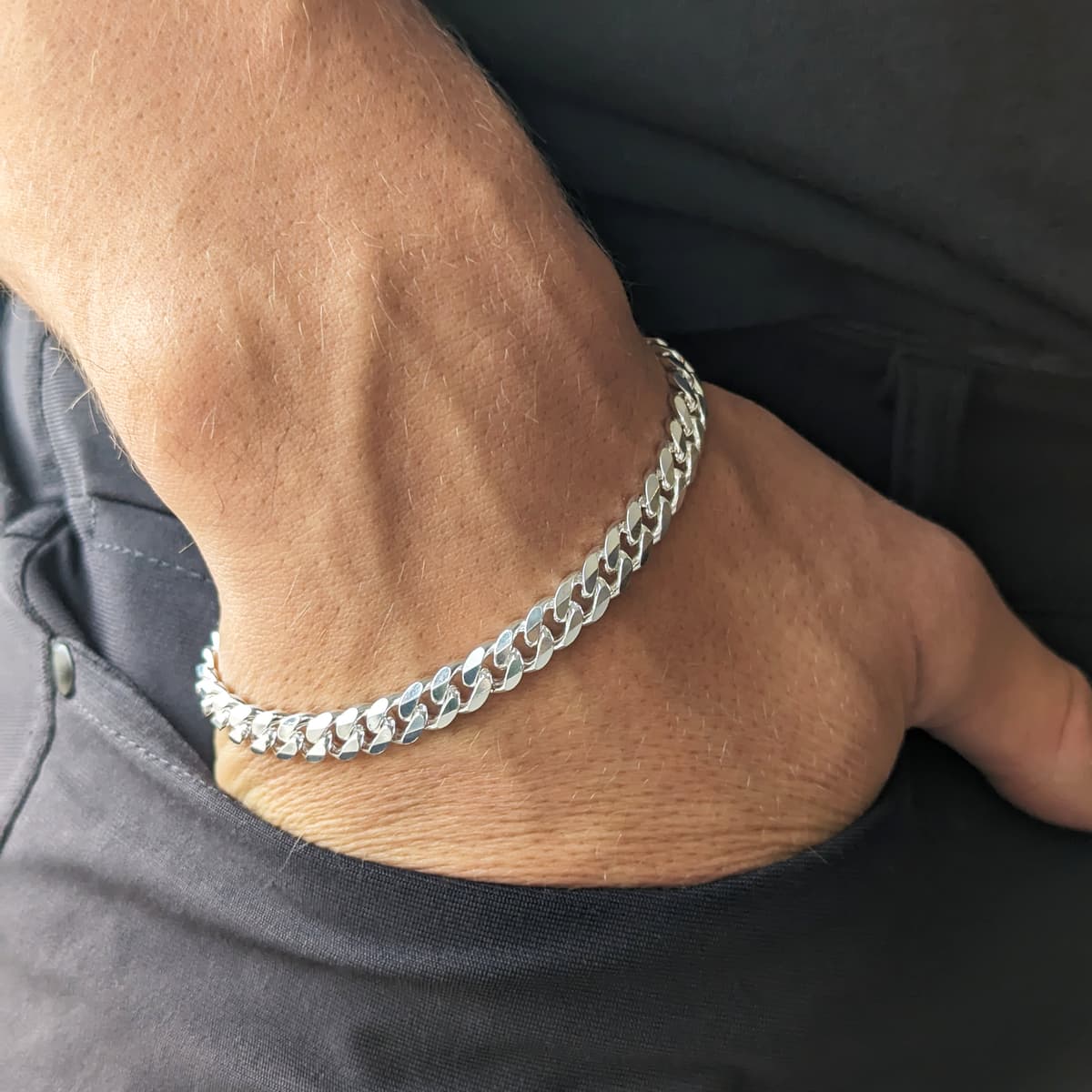 Secondary listing image for 6.7mm Curb Chain Bracelet | .925 Sterling Silver (7.5", 8", 8.5" lengths)