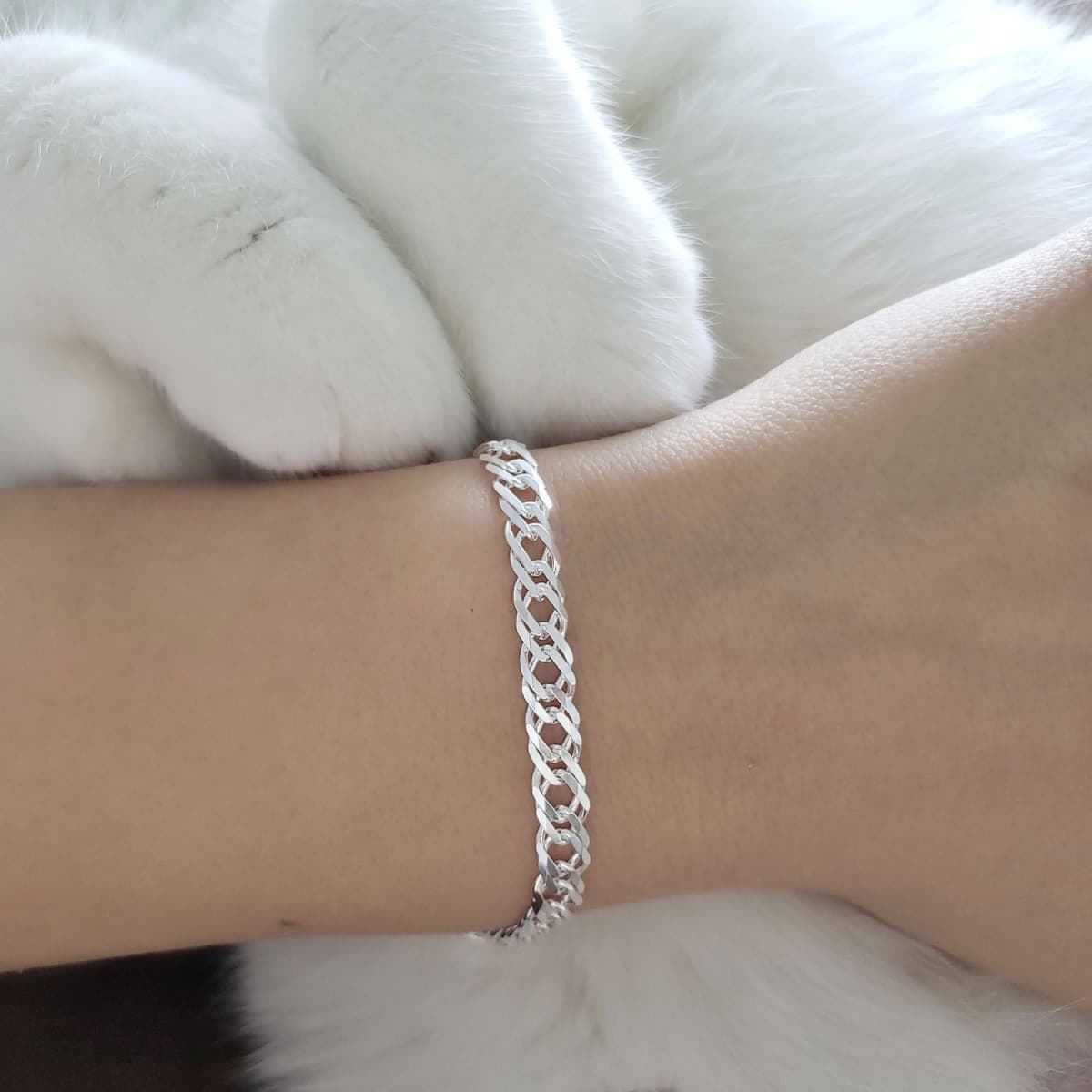 Main listing image for Rombo Bracelet .925 Sterling Silver (5.8 mm) AKA Double Curb (7", 7.5" + 8" lengths)