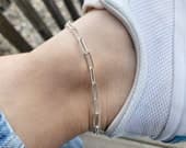 Product image thumbnail 9 for Patterned Paperclip Chain Anklet | .925 Sterling Silver  (10.5" length)