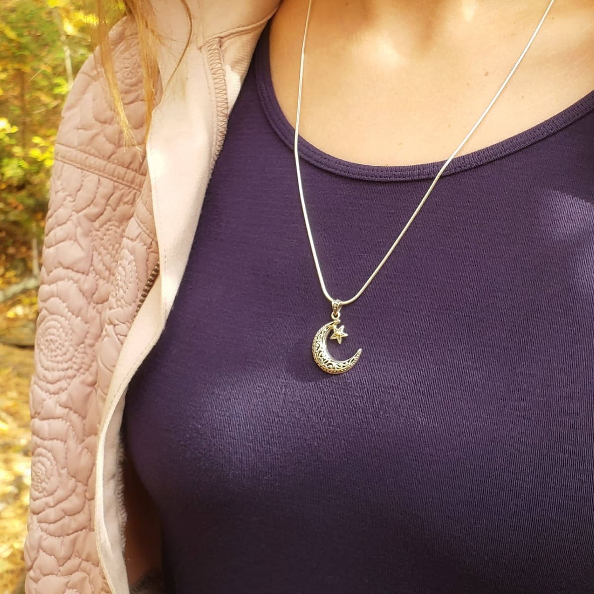 Secondary listing image for Moon and Star Pendant | .925 Sterling Silver (Pendant Only - No Chain Included)