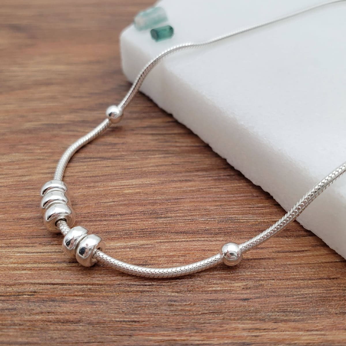 Main listing image for Beaded Ball Anklet | .925 Sterling Silver (9" + 1" extension (adjustable) length)